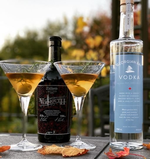 Martinis made with Georgian Bay Vodka and Dillons Vermouth